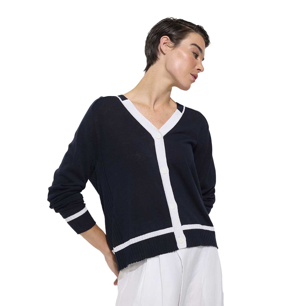 Marco Polo Contrast Trim Cardi